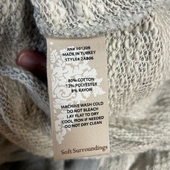 NWT Soft Surroundings lazy day lounger dress hooded maxi ivory/grey - Picture 5 of 5